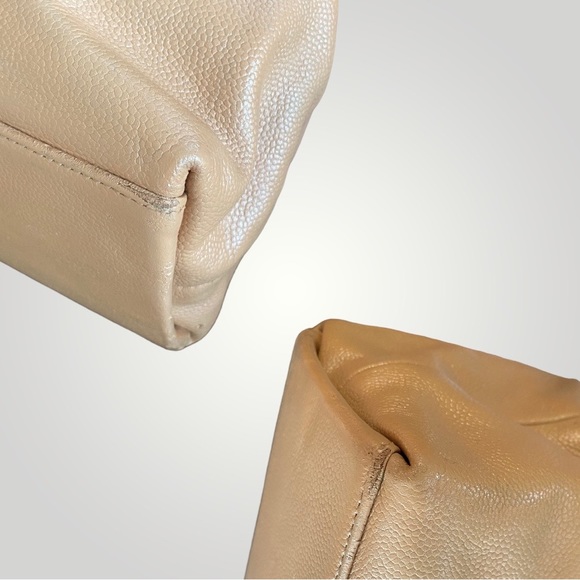 Vintage Chanel Tan Caviar Leather CC Tote - Picture 7 of 16